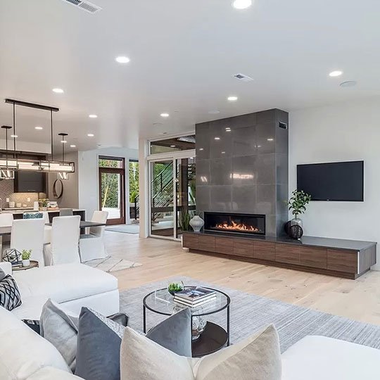 Kitchen and fireplace back of house design and build
