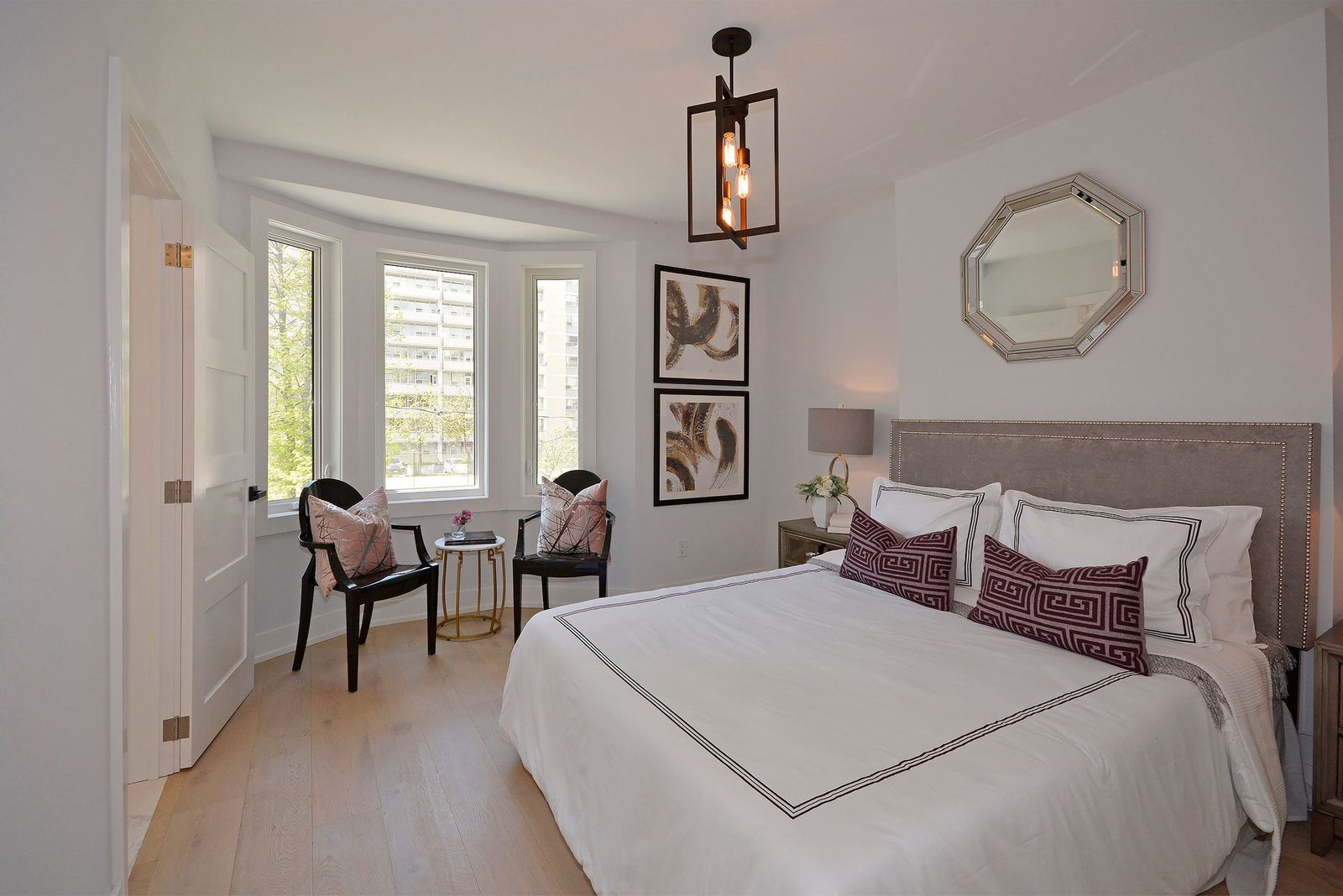 Master bedroom with bay window