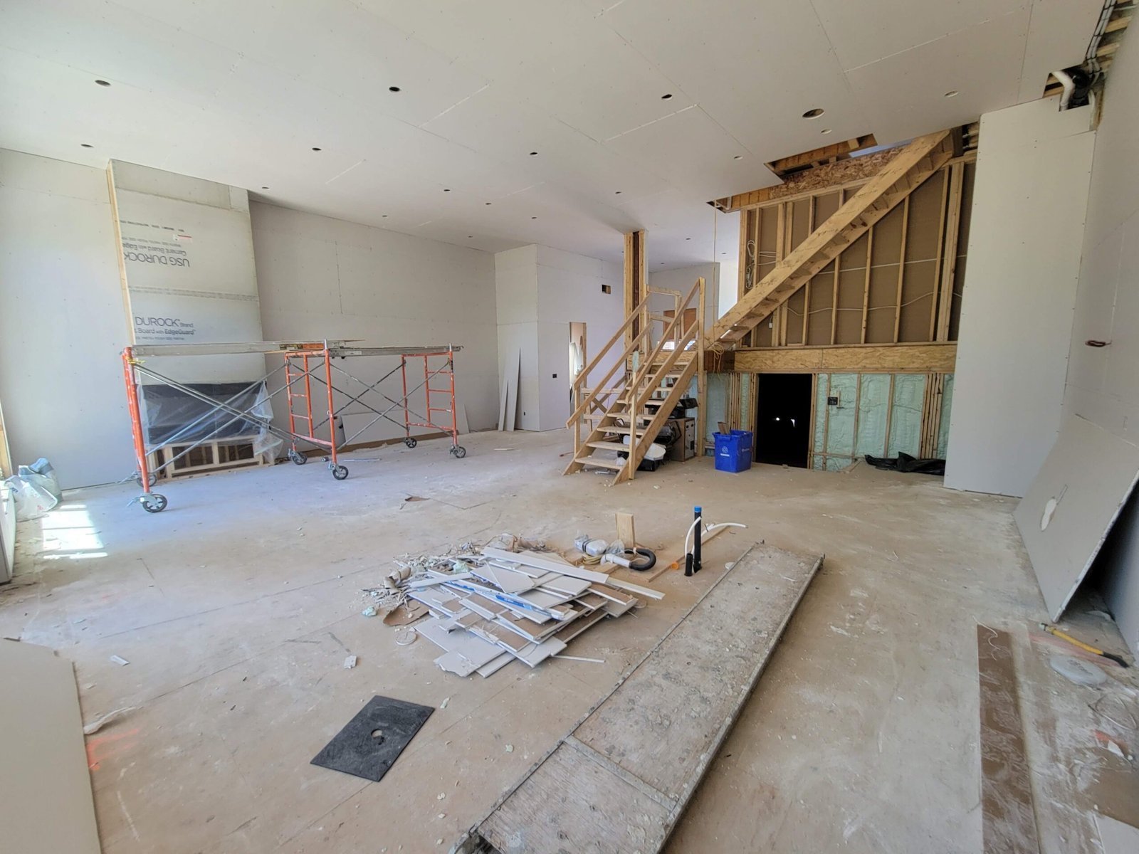 Interior construction progress during the build
