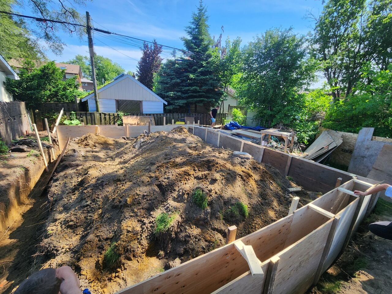 Garden suite foundation formwork and excavation in the backyard