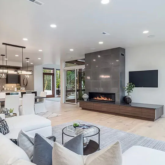 Kitchen and fireplace back of house design and build