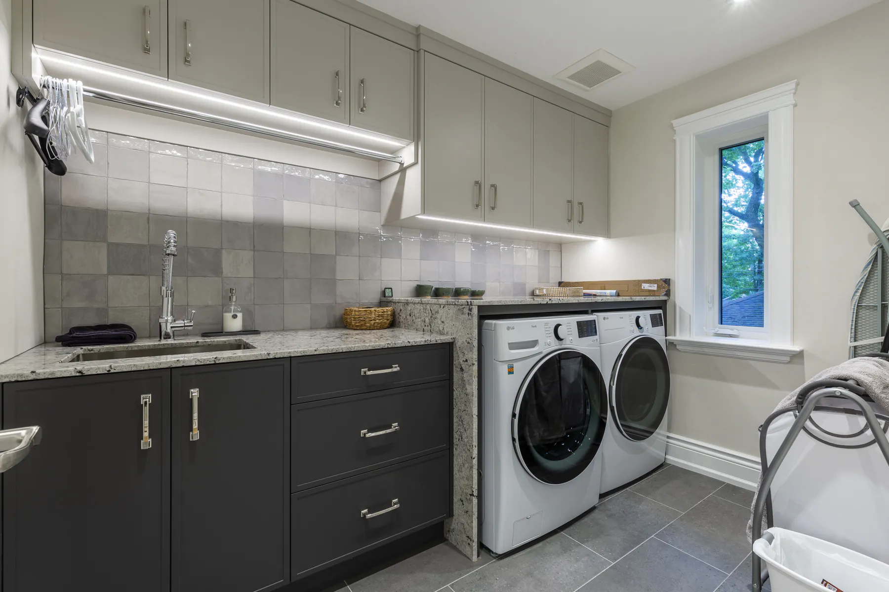 Laundry room with custom cabinets