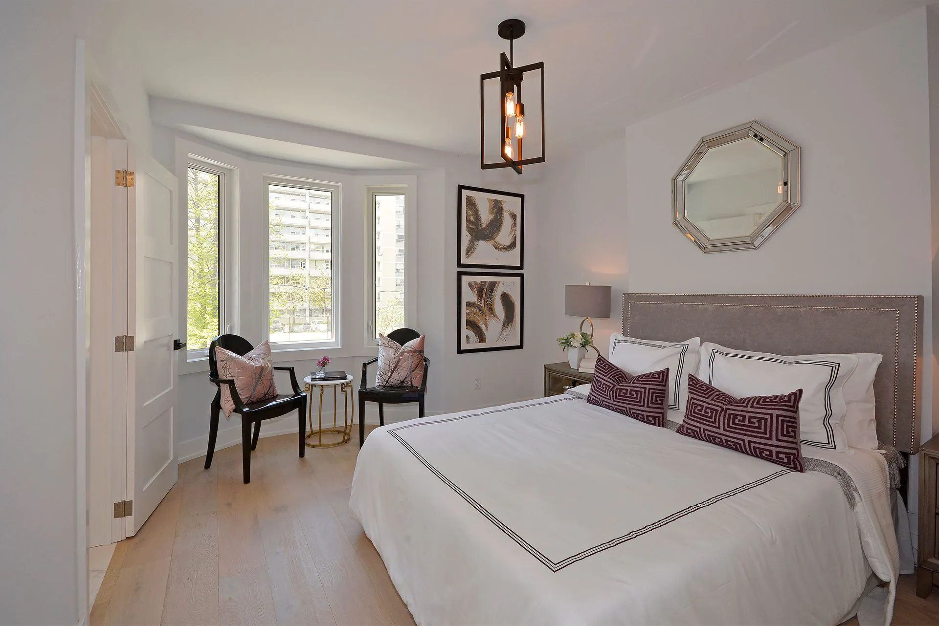 Master bedroom with bay window
