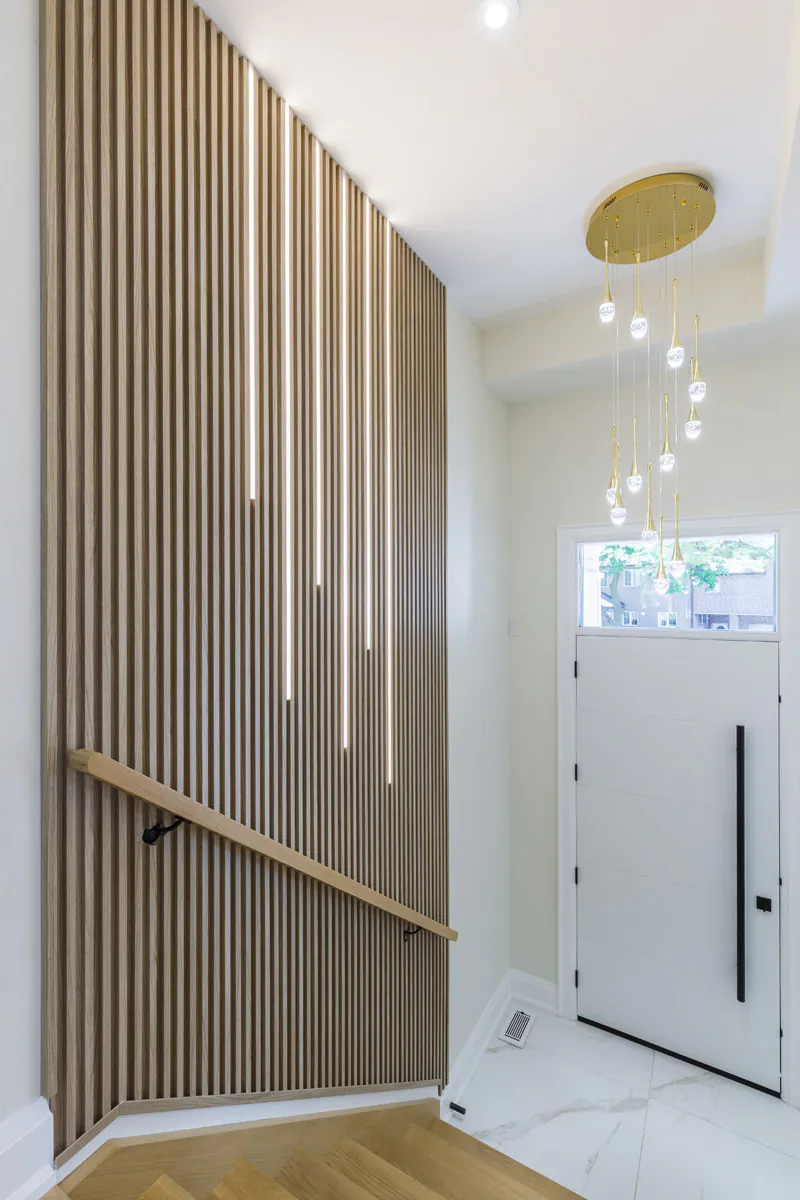 Front Entry Fluted Wood Slat Wall