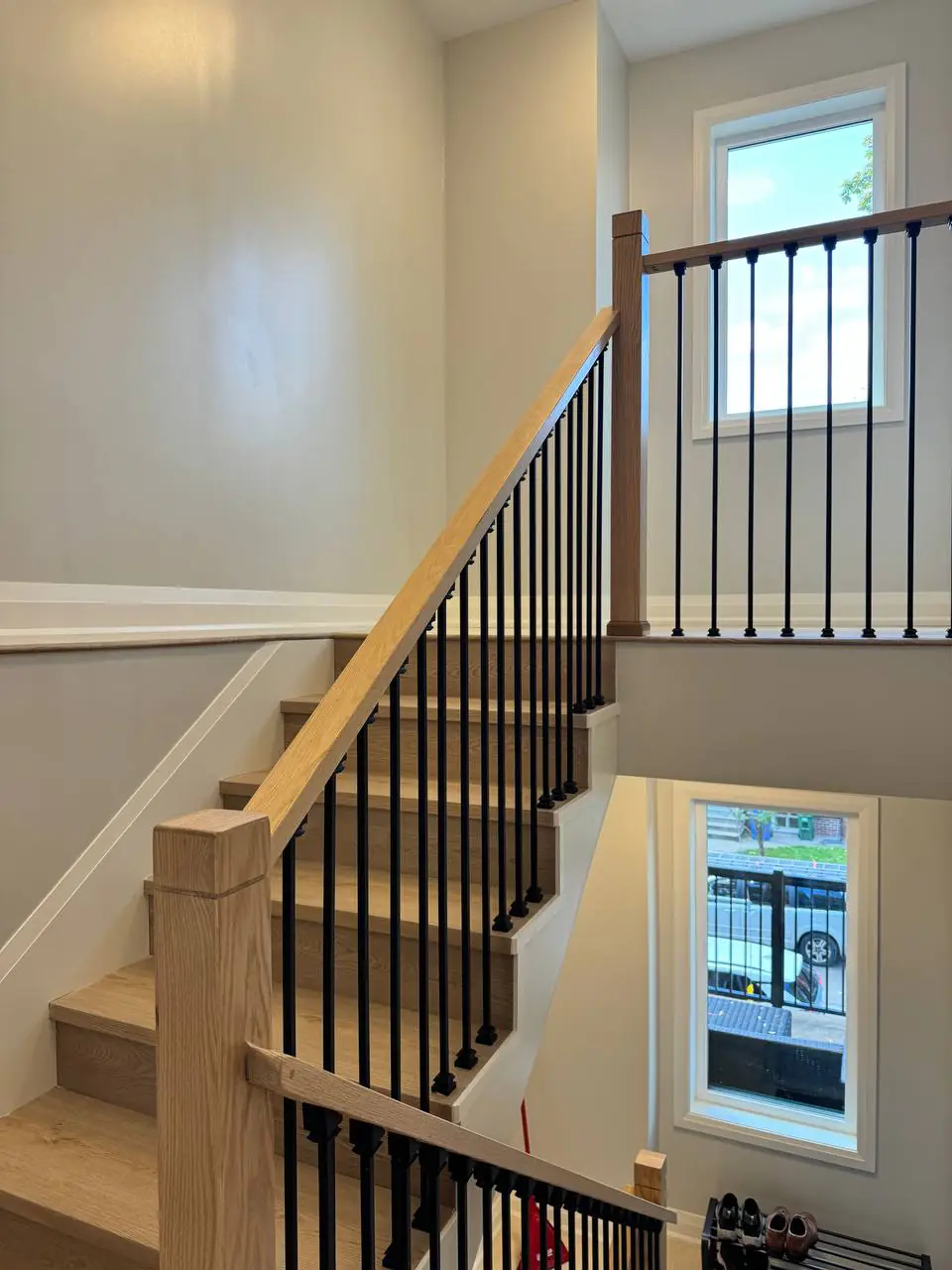 Staircase Hardwood Black Railing