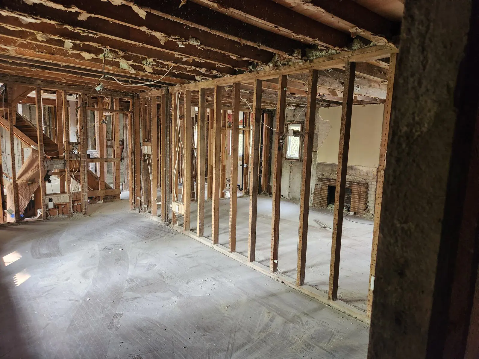 Interior demolition down to the studs during Baby Point renovation